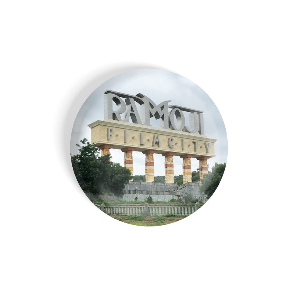 dhcrafts Round Fridge Magnet Multicolour Places Ramoji Film City Glossy Finish Design Pack of 1 (75 mm)